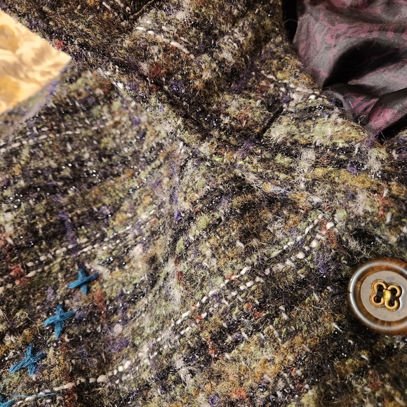 Desigual wool coat size 44 or Large gray/brown with subtle black metallic thread - Picture 7 of 14